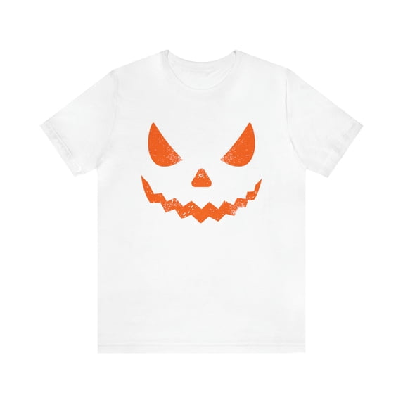 Bella Canvas 3001 Pumpkin Face Halloween T-Shirt, Pumpkin Costume T-Shirt