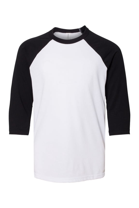 Bella + Canvas 3200Y Youth Three-Quarter Sleeve Baseball Tee