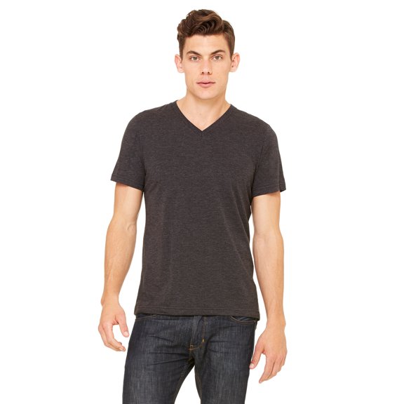 Bella+Canvas 3415C Unisex Triblend ShortSleeve VNeck TShirt, CHAR BLK TRIBLND, 2X, Pack Of 10, Mens T-Shirts