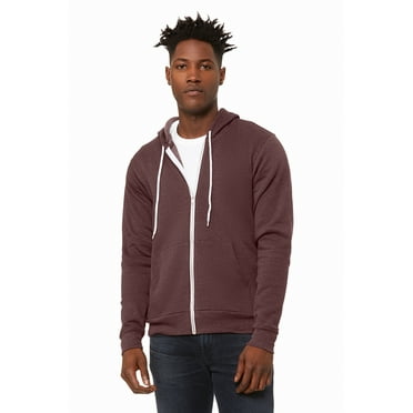 Bella Canvas 3739 Unisex Sponge Fleece Full-Zip Hoodie-Heather Maroon-XS