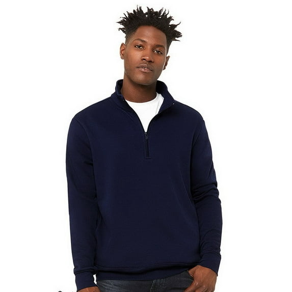 Bella+Canvas 3740 Unisex Quarter Zip Pullover Fleece-Navy-XL