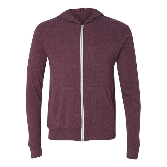 Bella + Canvas 3939 Unisex Triblend Full-Zip Lightweight Hoodie (2 PACK)
