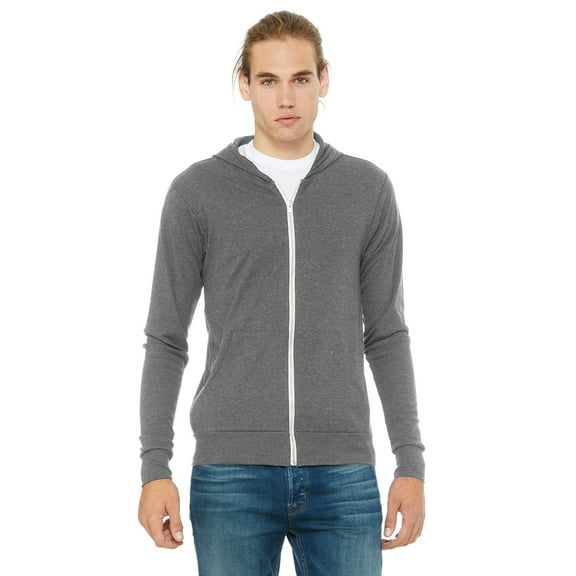 Bella Canvas 3939 Unisex Triblend Full-Zip Lightweight Hoodie