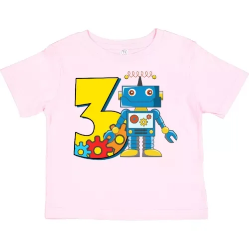 Bella Canvas 3rd Birthday Robot Toddler Toddler Shirt 3 Third Three Gift Child Kid