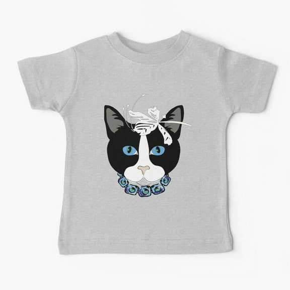 Bella Canvas 48 Cute Black Face Kitty , Cat Lovers Baby T-Shirt