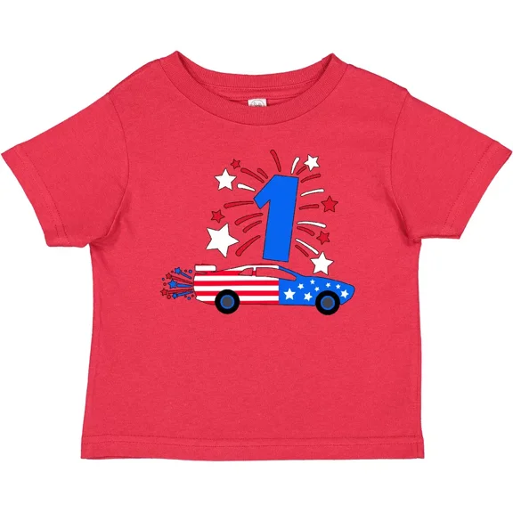 Bella Canvas 4th Of July 1st Birthday Race Car Baby Toddler Shirt Fourth First One 1 Tees Toddler Shirt