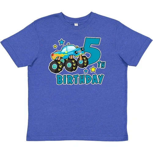 Bella Canvas 5th Birthday Monster Truck Birthdays Trucks Fifth Five Toddler Shirt