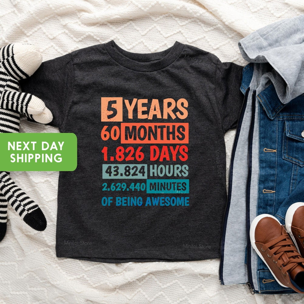 5th Birthday Gift TShirt Awesome Since 2012 Tee 5 Yr Olds