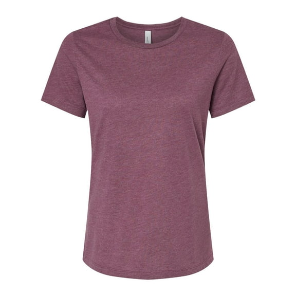 BELLA+CANVAS Women Heather CVC T-Shirt, Relaxed Fit Tee, Short Sleeve Crew Neck, Heather Maroon, L
