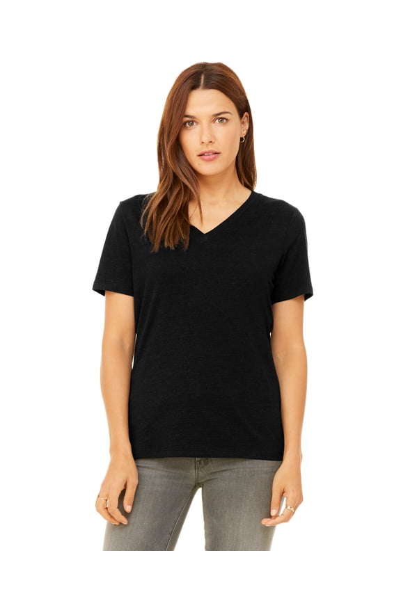 Bella + Canvas 6405CVC Ladies Relaxed Heather CVC Jersey V-Neck T-Shirt