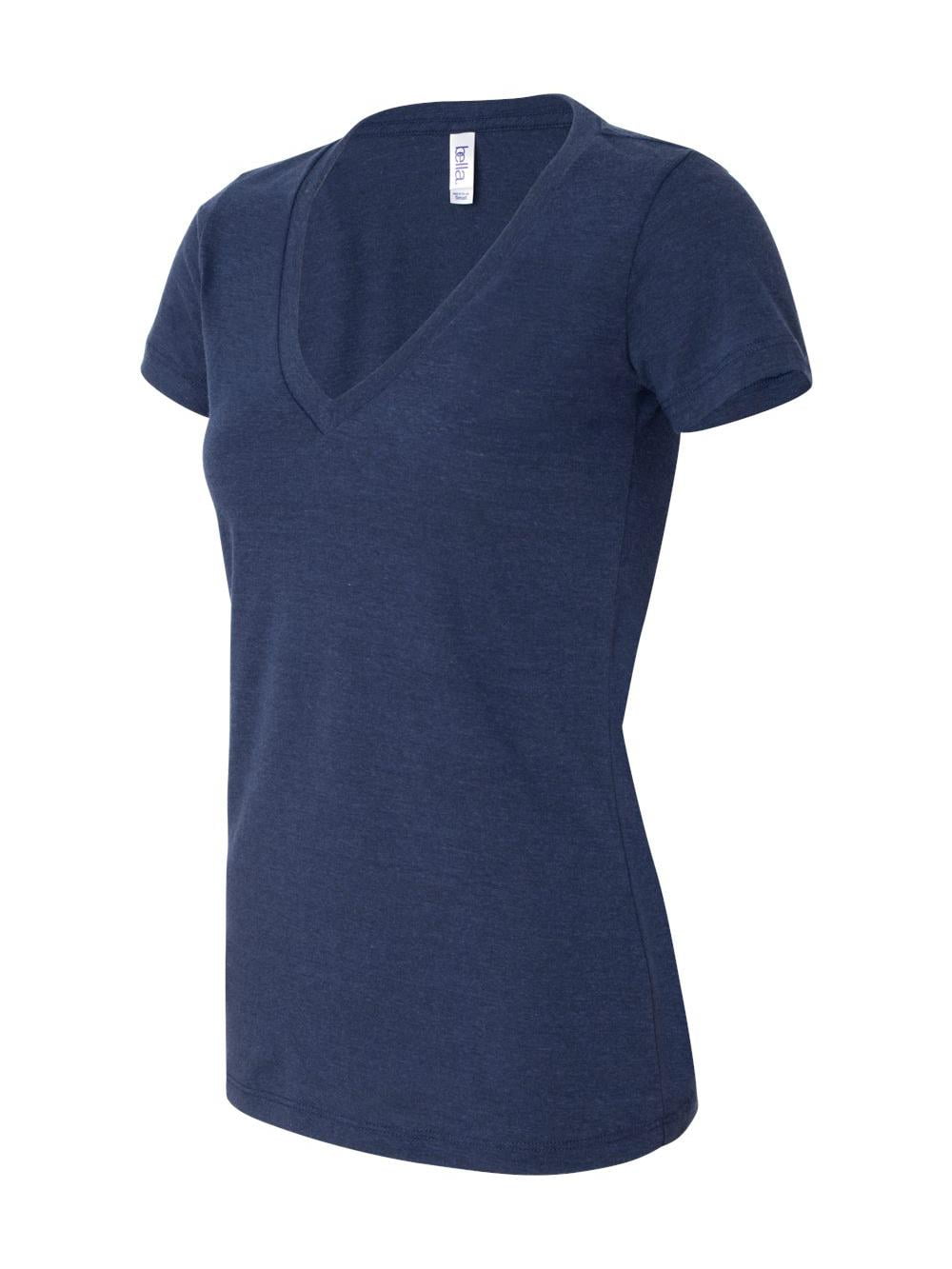 Bella + Canvas 8435 Ladies Triblend Short-Sleeve Deep V-Neck T-Shirt ...