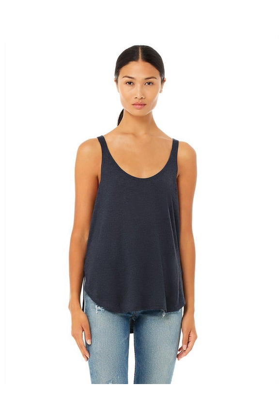 8802 Women's Flowy Side Slit Tank-Heather Navy-S