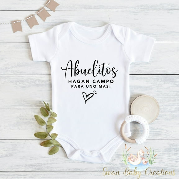 Bella Canvas with Abuelitos Hagan Campo Para Uno Mas, Hola Abuelitos Anuncio De Beb Tee, Spanish Pregnancy Announcement Tee, Futuros Abuelitos, Espanol Cute And Cool Baby Boy or Girl Bodysuit Gift