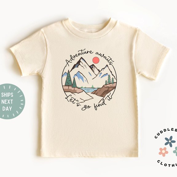 Bella Canvas Adventure Awaits Let's Go Find It Kids Shirt, Cute Toddler Tee, Outdoor Lover, Camping, Hiking, Mountains, Kids Shirt