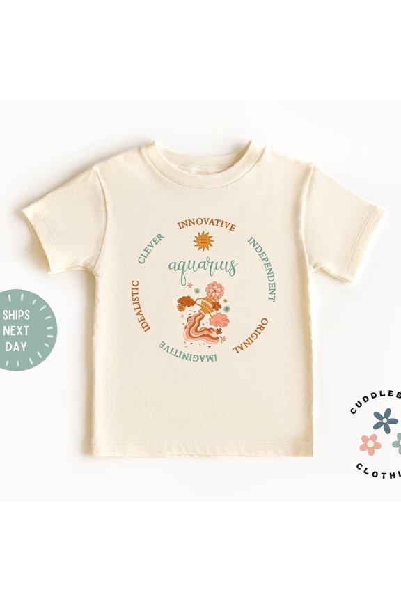 Bella Canvas Aquari Zodiac Toddler Shirt, Astrology Kids Tee, Aquari Horoscope Gift, Moon Child, Witchy Mama, Boy Girl Birthday, Tee