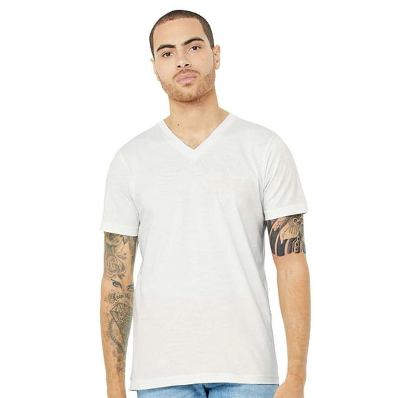Bella & Canvas B00306325 Jersey V-Neck T-Shirt, Vintage White - Large