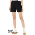 thumbnail image 1 of Bella & Canvas B03006504 Women FWD Fashion Cutoff Fleece Shorts, Black - Medium, 1 of 3