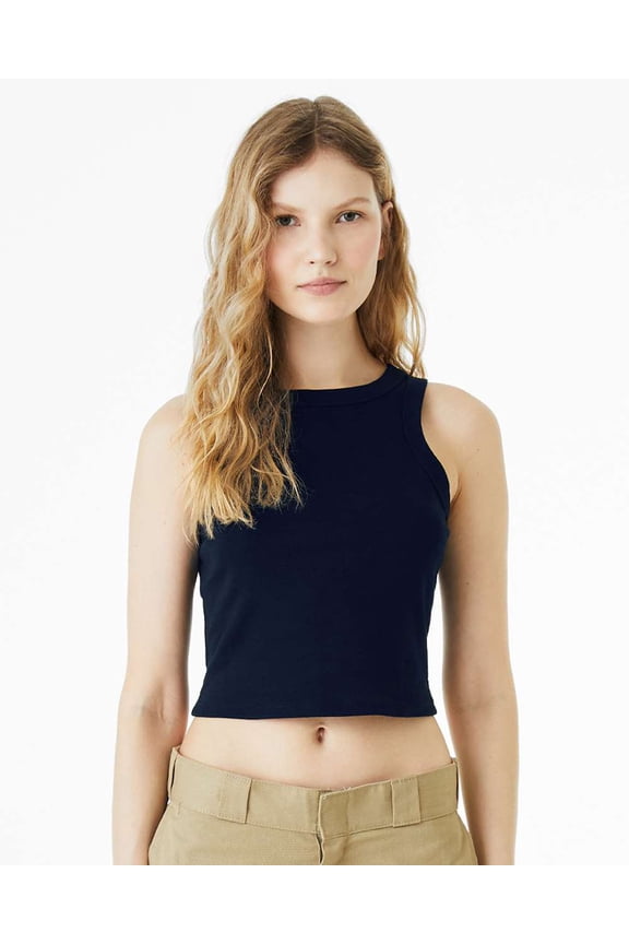 Bella & Canvas B04006065 Women Micro Rib Racer Tank Top, Solid Navy Blend - Large