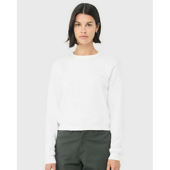 Bella & Canvas B04106006 Women Sponge Fleece Classic Crewneck Sweatshirt, White - Extra Large