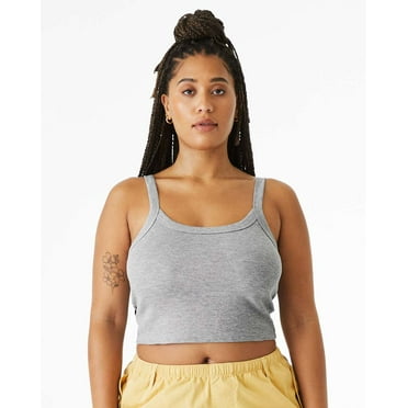 Bella & Canvas B04706583 Women Micro Rib Spaghetti Strap Tank Top, Athletic Heather - Small