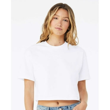 Bella & Canvas B05306003 Women Jersey Crop T-Shirt, White - Small