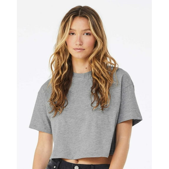 Bella & Canvas B05306023 Women Jersey Crop T-Shirt, Athletic Heather - Small
