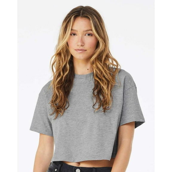 Bella & Canvas B05306023 Women Jersey Crop T-Shirt, Athletic Heather - Small