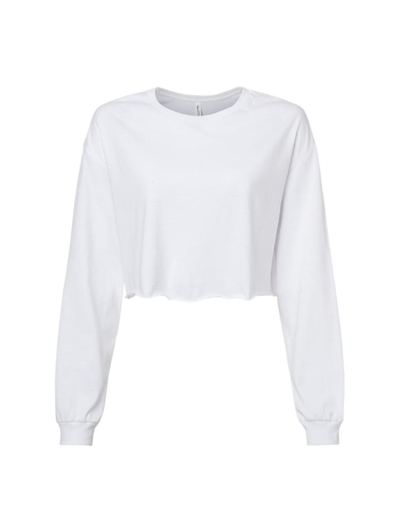 Bella & Canvas B10306007 FWD Fashion Women Crop Long Sleeve T-Shirt, White - 2XL