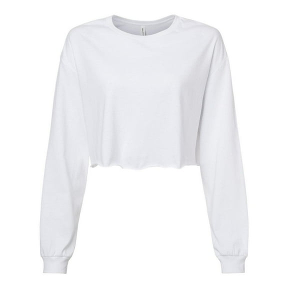 Bella & Canvas B10306007 FWD Fashion Women Crop Long Sleeve T-Shirt, White - 2XL