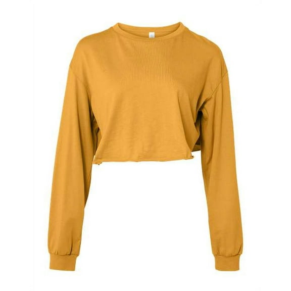 Bella & Canvas B10306144 FWD Fashion Women Crop Long Sleeve T-Shirt, Mustard - Medium