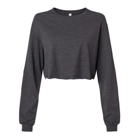 Bella & Canvas B10306595 FWD Fashion Women Crop Long Sleeve T-Shirt, Dark Grey Heather - Large