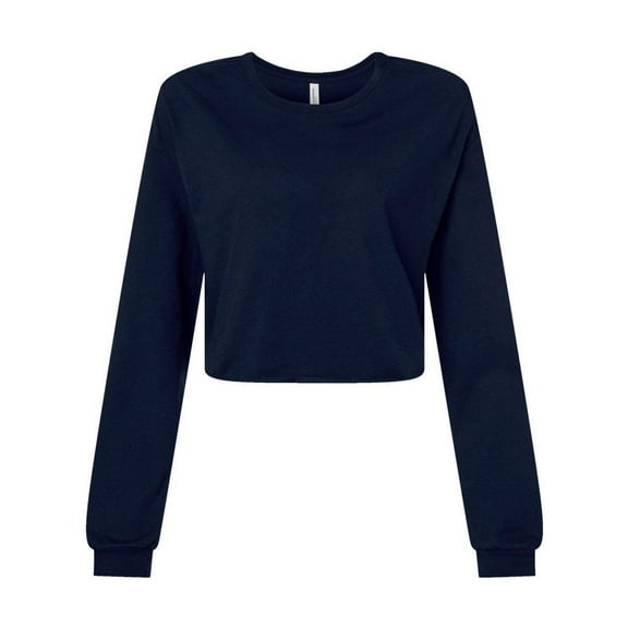 Bella & Canvas B10306655 FWD Fashion Women Crop Long Sleeve T-Shirt, Navy - Large