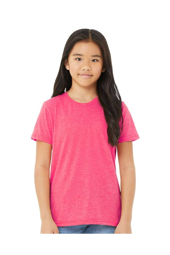 Bella & Canvas B13906304 Youth Tri-Blend T-Shirt, Charity Pink Triblend - Medium