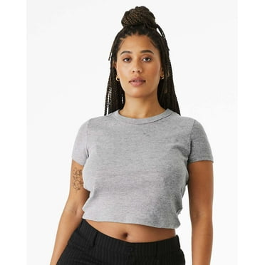 Bella & Canvas B15706587 Women Micro Rib Baby T-Shirt, Athletic Heather - 2XL