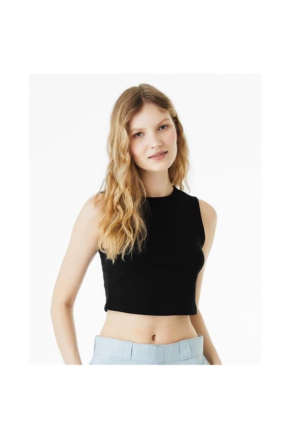Bella & Canvas B15806585 Women Micro Rib Muscle Crop Tank Top, Athletic Heather - Large
