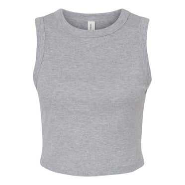 Bella & Canvas B15806587 Women Micro Rib Muscle Crop Tank Top, Athletic Heather - 2XL