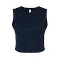 thumbnail image 1 of Bella & Canvas B15806652 Women Micro Rib Muscle Crop Tank Top, Solid Navy Blend - Extra Small, 1 of 4