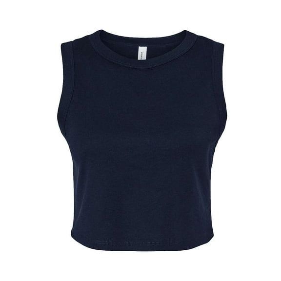 Bella & Canvas B15806655 Women Micro Rib Muscle Crop Tank Top, Solid Navy Blend - Large