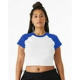 thumbnail image 1 of Bella & Canvas B16006116 Women Micro Rib Raglan Baby T-Shirt, White & True Royal - Extra Large, 1 of 5