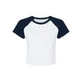 thumbnail image 1 of Bella & Canvas B16006503 Women Micro Rib Raglan Baby T-Shirt, White & Navy - Small, 1 of 4
