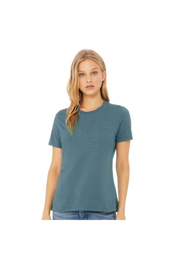 Bella & Canvas B20506197 Women Relaxed Fit Heather CVC T-Shirt, Heather Maroon - 2XL