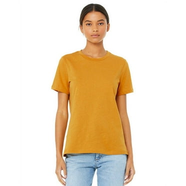 Bella & Canvas B20506343 Women Relaxed Fit Heather CVC T-Shirt, Heather Mustard - Small