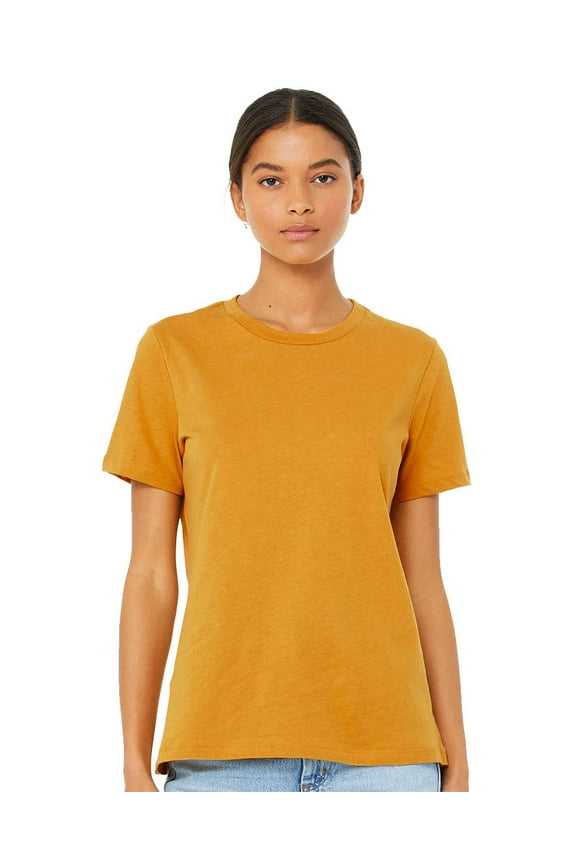 & Canvas B20506347 Women Relaxed Fit Heather CVC T-Shirt, Heather Mustard - 2XL