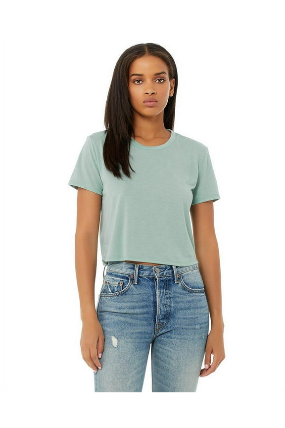 Bella & Canvas B22606253 Women Flowy Crop T-Shirt, Dusty Blue - Small