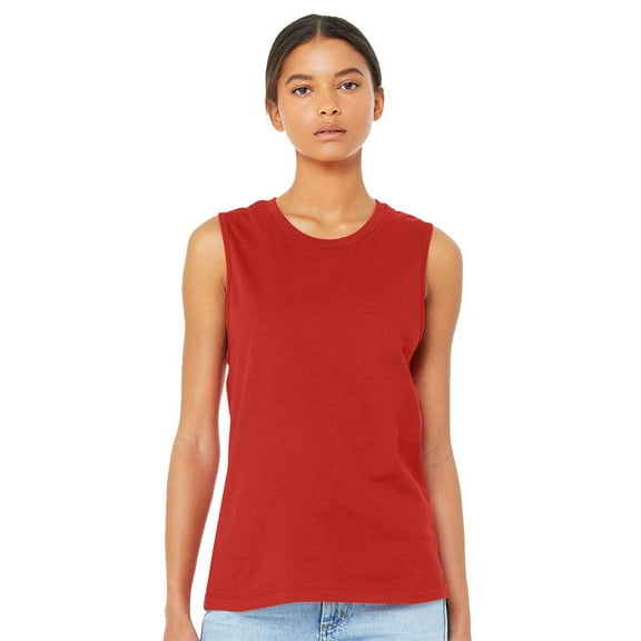 Bella & Canvas B33406705 Women Jersey Muscle Tank Top, Red - Large
