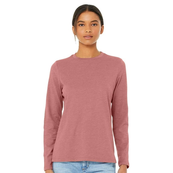 Bella & Canvas B57606313 Women Jersey Long Sleeve T-Shirt, Heather Mauve - Small