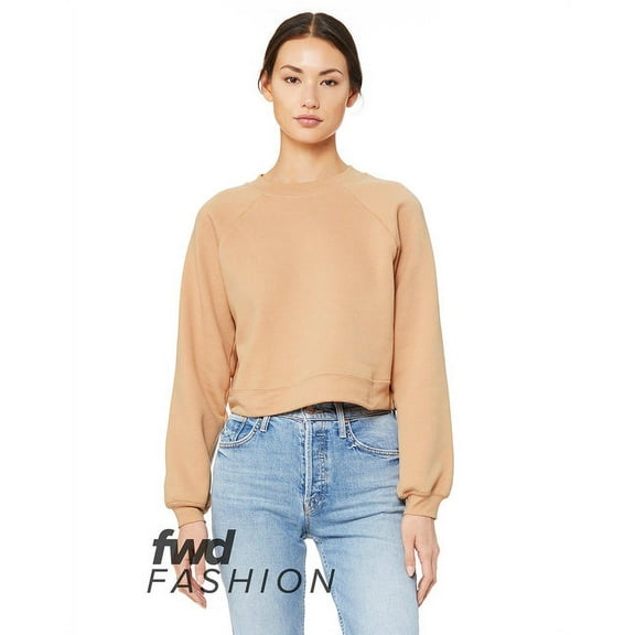 BELLA   CANVAS - Women's Raglan Pullover Fleece - 7505 - Heather Sand Dune - Size: M