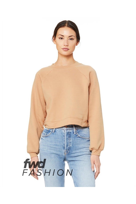 BELLA + CANVAS - Women's Raglan Pullover Fleece - 7505 - Heather Sand Dune - Size: M