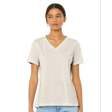 Bella & Canvas B81006586 Women Relaxed Triblend Short Sleeve V-Neck T-Shirt, Oatmeal Triblend - Extra Large