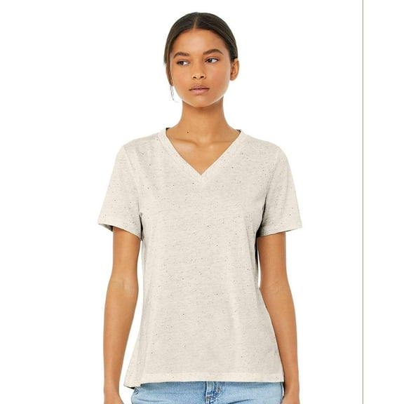 Bella & Canvas B81006587 Women Relaxed Triblend Short Sleeve V-Neck T-Shirt, Oatmeal Triblend - 2XL
